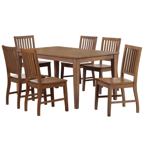Amish Dining - 7-piece dining set - Rectangular extendable dining table and six dining chairs DLU-BR3660-C60-AM7PC