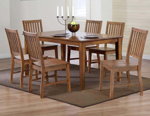Amish Dining - 7-piece dining set - Rectangular extendable dining table and six dining chairs dining room setting DLU-BR3660-C60-AM7PC