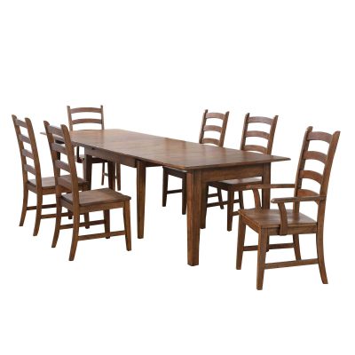 Amish Dining - 7-piece dining set - Rectangular extendable dining table with two armchairs and four dining chairs DLU-BR134-AM7PC
