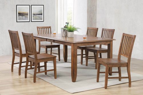 Amish Dining - 7-piece dining set - extendable dining table and six slat back chairs - dining room setting DLU-BR4272-C60-AM7PC