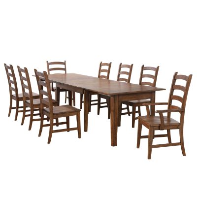 Amish Dining - 9-piece dining set - Rectangular extendable dining table with two armchairs and six dining chairs DLU-BR134-AM9PC