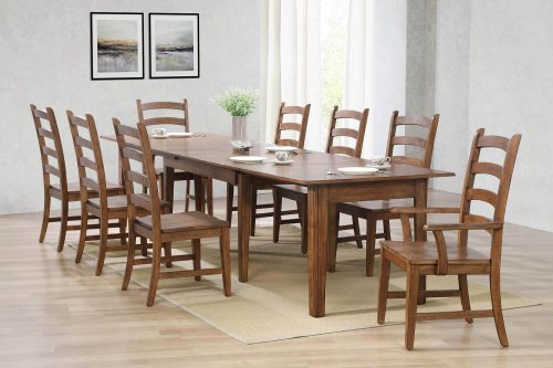 Amish Dining - 9-piece dining set - Rectangular extendable dining table with two armchairs and six dining chairs - dining room setting DLU-BR134-AM9PC