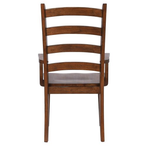 Amish Dining - Ladder back dining armchair finished in chestnut - back view DLU-BR-C80A-AM-2