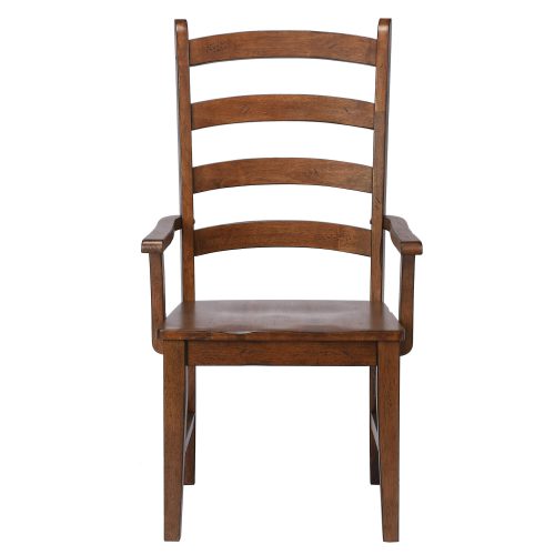 Amish Dining - Ladder back dining armchair finished in chestnut - front view DLU-BR-C80A-AM-2