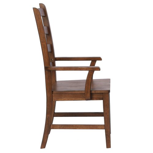 Amish Dining - Ladder back dining armchair finished in chestnut - side view DLU-BR-C80A-AM-2