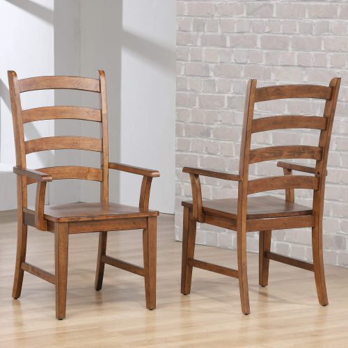 Amish Dining - Ladder back dining armchairs finished in chestnut - room setting DLU-BR-C80A-AM-2