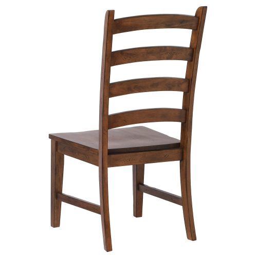 Amish Dining - Ladder back dining side chair finished in chestnut - angled back view DLU-BR-C80-AM-2
