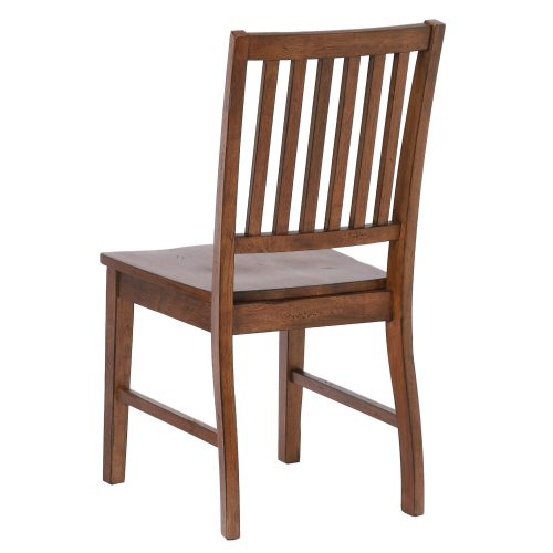 Amish Dining - Slat-back dining chair finished in chestnut - angled back view DLU-BR-C60-AM-2