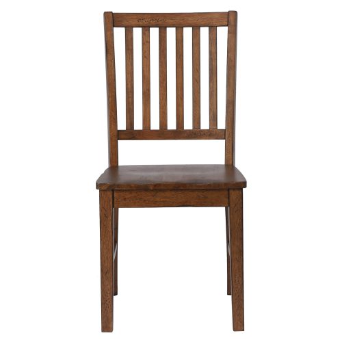 Amish Dining - Slat-back dining chair finished in chestnut - front view DLU-BR-C60-AM-2