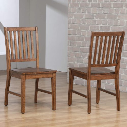 Amish Dining - Slat-back dining chair finished in chestnut - room setting DLU-BR-C60-AM-2
