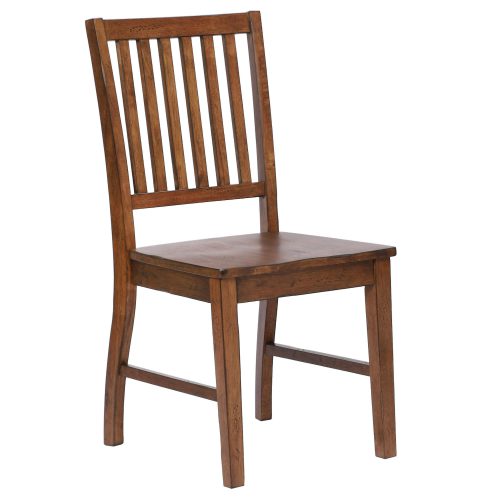 Amish Dining - Slat-back dining chair finished in chestnut - three-quarter view DLU-BR-C60-AM-2