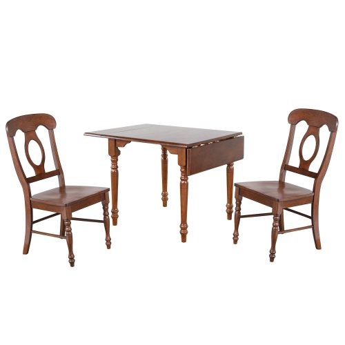 Andrews Dining - 3-piece dining set -Drop leaf dining table with two Napoleon chairs finished a distressed chestnut DLU-ADW3448-C50-CT3PC