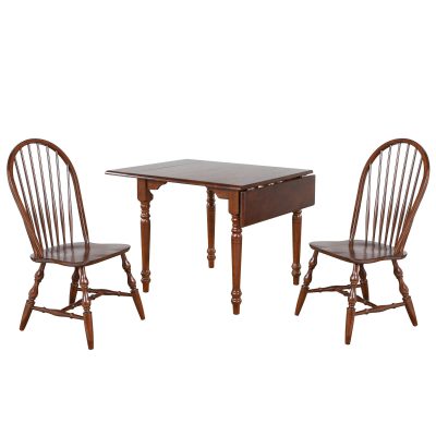 Andrews Dining - 3-piece dining set -Drop leaf dining table with two Spindleback chairs finished distressed chestnut DLU-ADW3448-C30-CT3PC