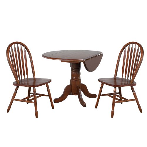 Andrews Dining 3-piece dining set - Round drop leaf table with two Arrow-back chairs finished in distressed chestnut DLU-ADW4242-820-CT3PC