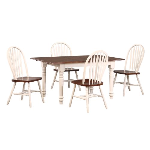 Andrews Dining 5-piece dining set - Butterfly dining table with four Arrow-back chairs fininshed in antique white with Chestnut top and seats DLU-TLB3660-820-AW5PC