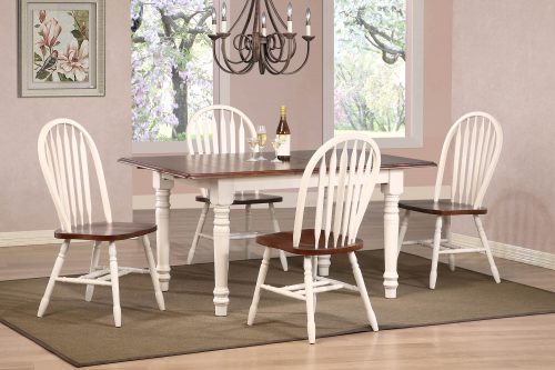 Andrews Dining 5-piece dining set - Butterfly dining table with four Arrow-back chairs fininshed in antique white with Chestnut top and seats dining room setting DLU-TLB3660-820-AW5PC
