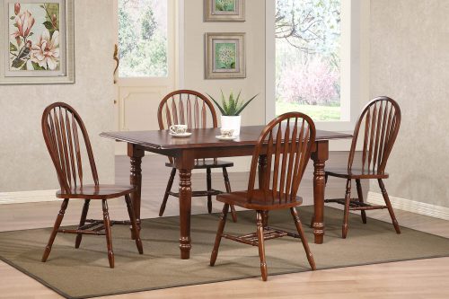 Andrews Dining 5-piece dining set - Butterfly dining table with four Arrow-back chairs finished in distressed Chestnut dining room setting DLU-TLB3660-820-CT5PC