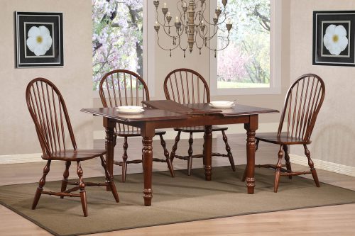 Andrews Dining 5-piece dining set - extendable dining table with leaf and four Windsor chairs finished in distressed Chestnut dining room setting DLU-TLB3660-C30-CT5PC