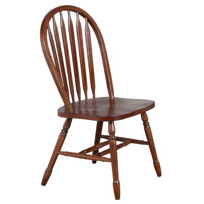 Andrews Dining - Arrow-back dining chair finished in distressed chestnut - front view - DLU-820-CT-2