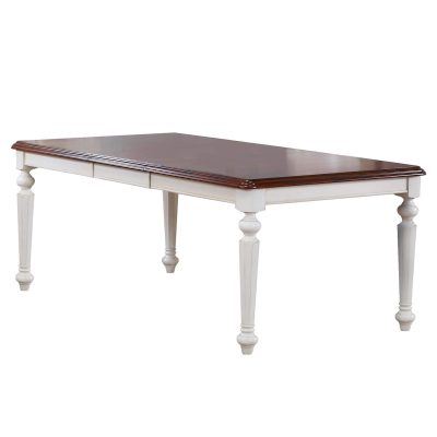 Andrews Dining - Butterfly leaf dining table finished in antique white with a Chestnut top DLU-ADW4276-AW