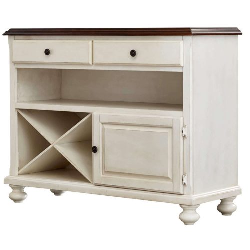 Andrews Dining Collection - Server in Antique white with a Chestnut top - angled view DLU-ADW-SER-AW