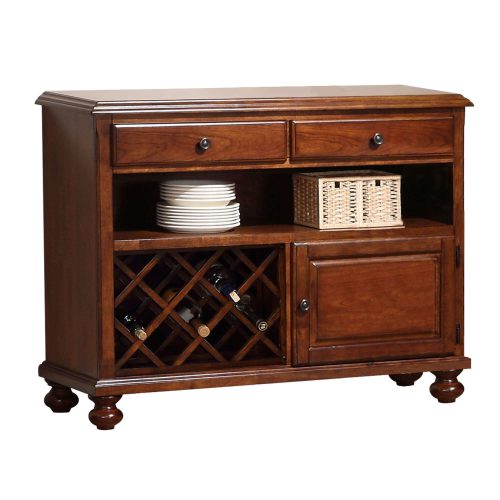 Andrews Dining Collection - Server in a Chestnut finish - three-quarter view with wine rack DLU-ADW-SER-CT