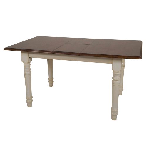 Andrews Dining - Extendable dining table finished in antique white with a chestnut top extended view DLU-TLB3660-AW