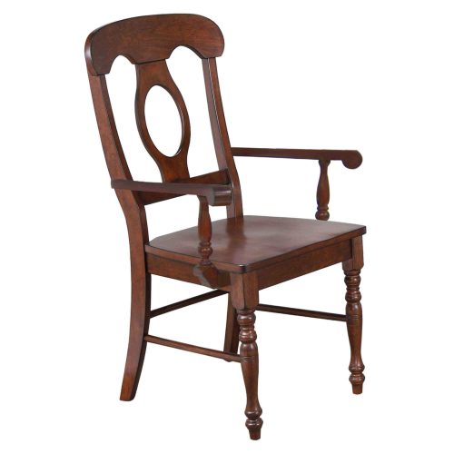 Andrews Dining - Napoleon Arm Chair finished in Chestnut brown - angled three-quarter view DLU-ADW-C50A-CT-2