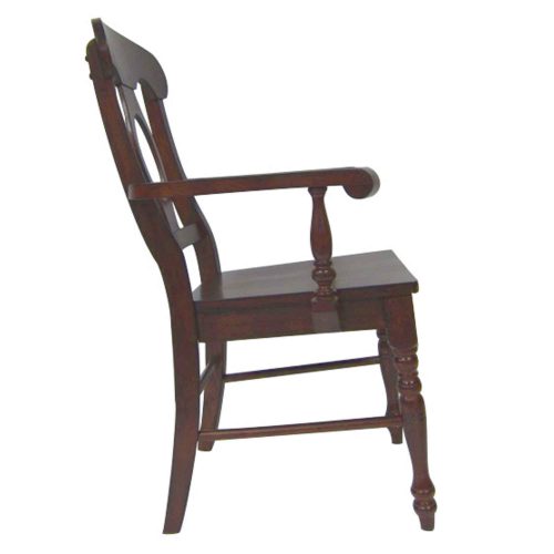 Andrews Dining - Napoleon Arm Chair finished in Chestnut brown - side view DLU-ADW-C50A-CT-2