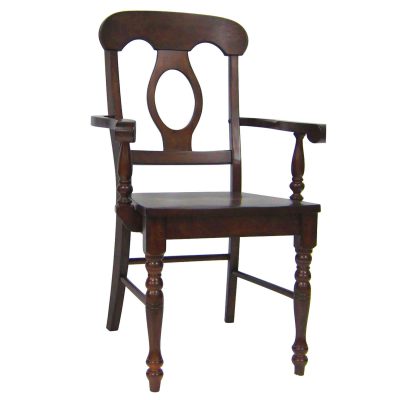 Andrews Dining - Napoleon Arm Chair finished in Chestnut brown - three-quarter view DLU-ADW-C50A-CT-2