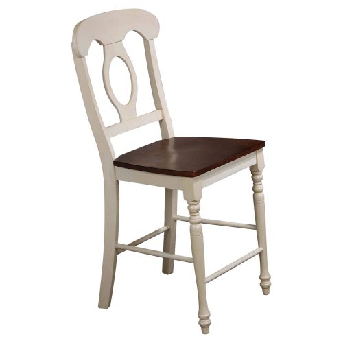 Andrews Dining - Napoleon barstool finished in antique white with a chestnut seat DLU-ADW-B50-AW-2