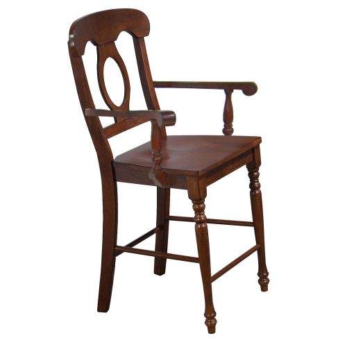 Andrews Dining - Napoleon barstool with arms - finished in distressed chestnut DLU-ADW-B50A-CT-2