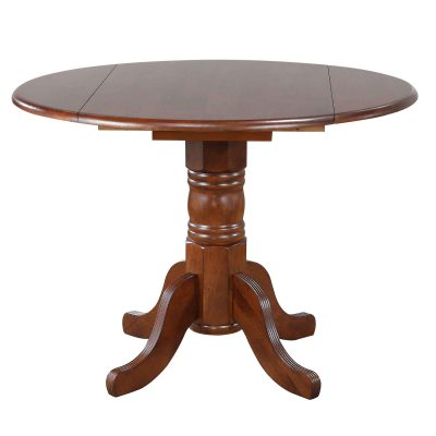 Andrews Dining Round drop leaf dining table finished in distressed chestnut DLU-ADW4242-CT