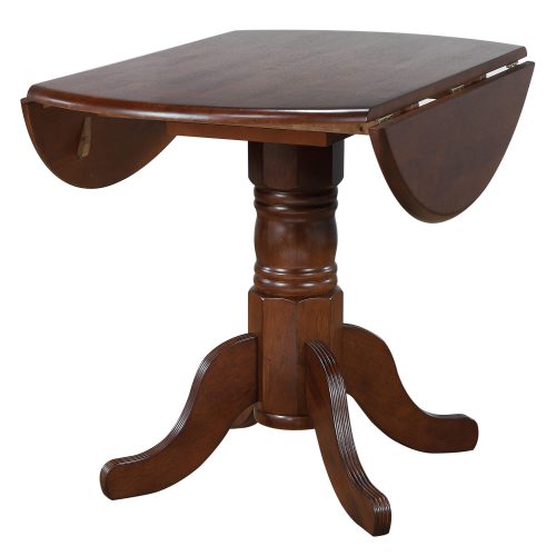 Andrews Dining Round drop leaf dining table finished in distressed chestnut - leaves down DLU-ADW4242-CT