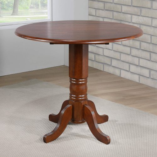 Andrews Dining - Round drop leaf pub table finished in distressed Chestnut dining room setting DLU-ADW4242CB-CT