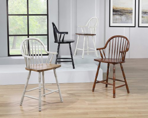 Andrews Dining - Windsor counter height stool with arms - various finishes DLU-ADW-B3024A-AW-2