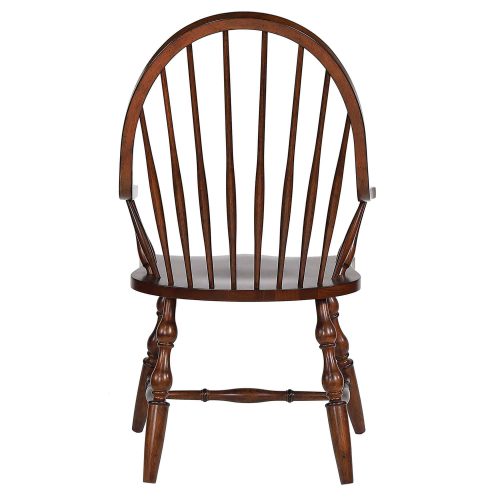 Andrews Dining - Windsor dining chair with arms - distressed chestnut finish - back view DLU-ADW-C30A-CT