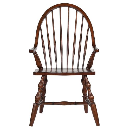 Andrews Dining - Windsor dining chair with arms - distressed chestnut finish - front view DLU-ADW-C30A-CT