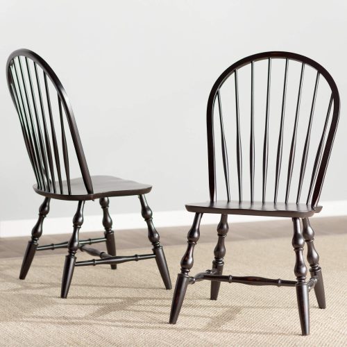 Black Cherry Selection - Windsor back dining chair - antique black finish - dining room setting DLU-C30-AB-2