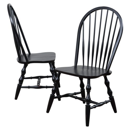 Black Cherry Selection - Windsor back dining chairs - antique black finish - DLU-C30-AB-2