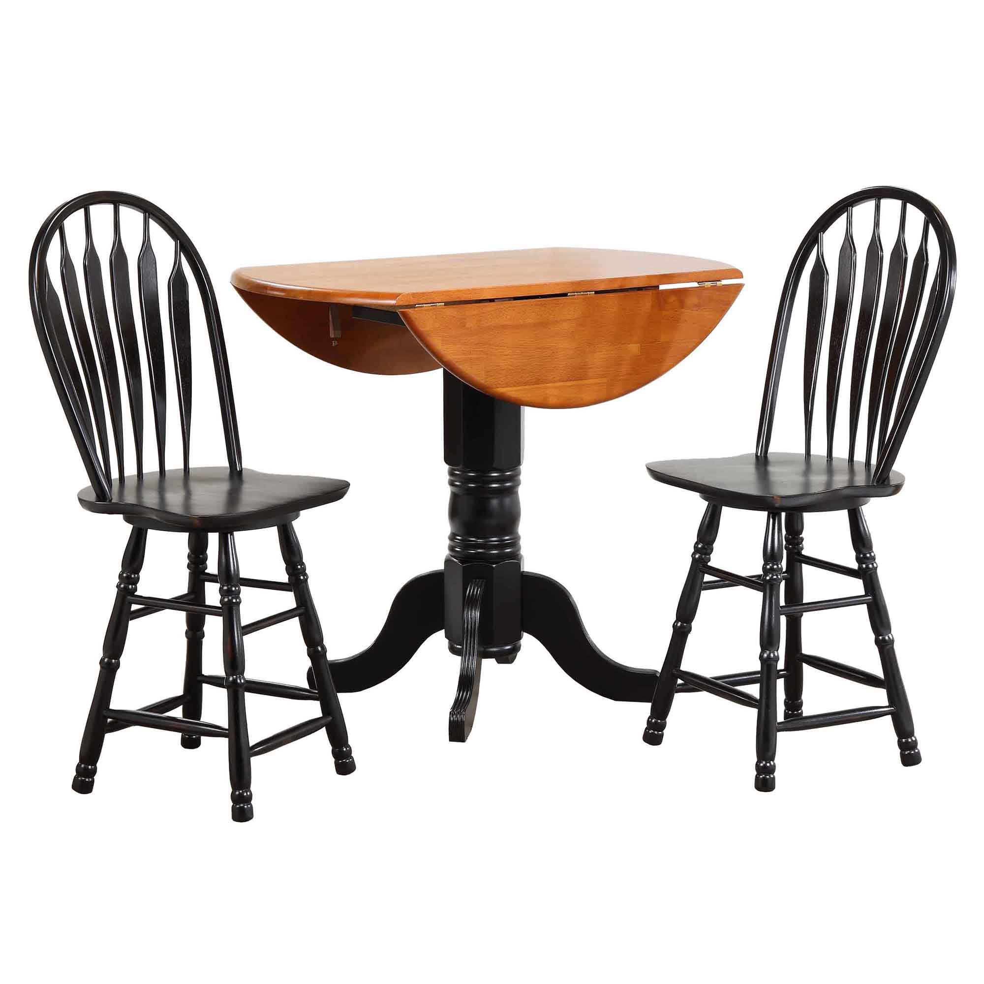 Drop Leaf Pub Table Set Wswivel Barstools 3 Piece Sunset Trading