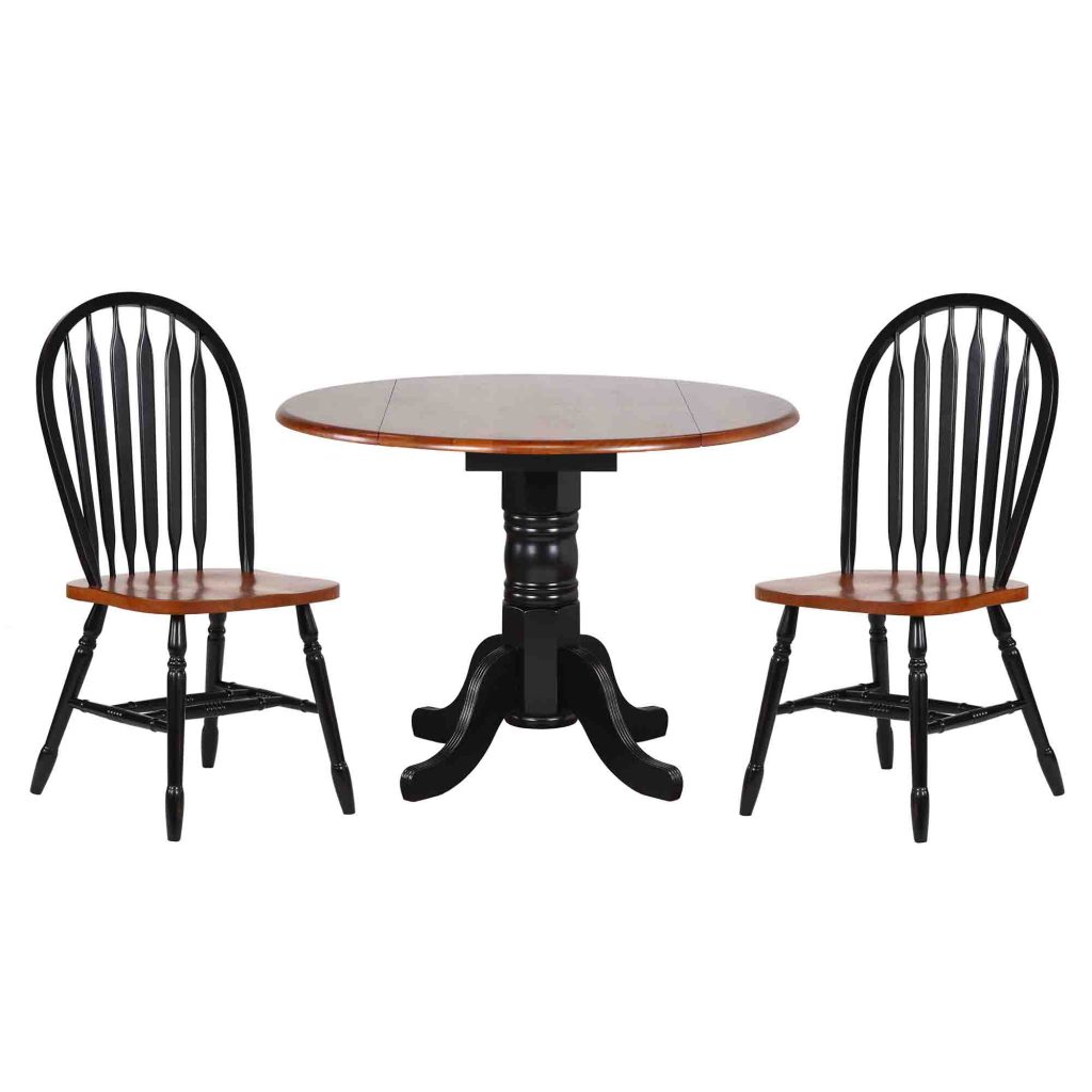 Round Drop Leaf Dining Set w/Arrowback Chairs (3 Piece) Sunset Trading