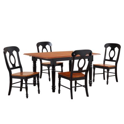 Black Cherry Selections - 5-piece dining set - Butterfly dining table with four Napoleon chairs - finished in antique black with cherry top DLU-TLB3660-C50-BCH5PC