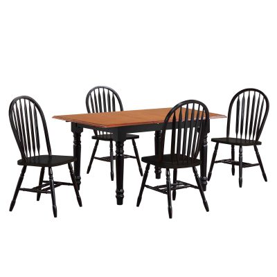 Black Cherry Selections - 5-piece dining set - Extendable dining table with four Arrow-back chairs - finished in antique black with cherry top DLU-TLB3660-820-AB5PC