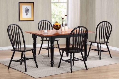 Black Cherry Selections - 5-piece dining set - Extendable dining table with four Arrow-back chairs - finished in antique black with cherry top dining room setting DLU-TLB3660-820-AB5PC