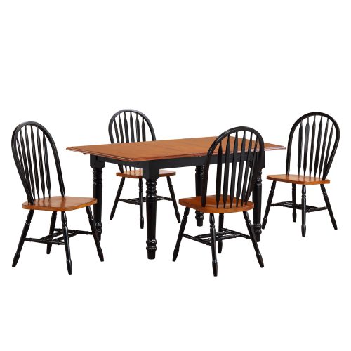 Black Cherry Selections - 5-piece dining set - Extendable dining table with four Arrow-back chairs - finished in antique black with cherry top and seats DLU-TLB3660-820-BCH5PC