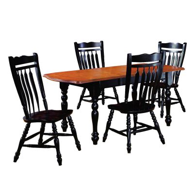 Black Cherry Selections - 5-piece dining set - Extendable dining table with four Aspen chairs - finished in antique black with cherry accents DLU-TDX3472-C10-AB5PC