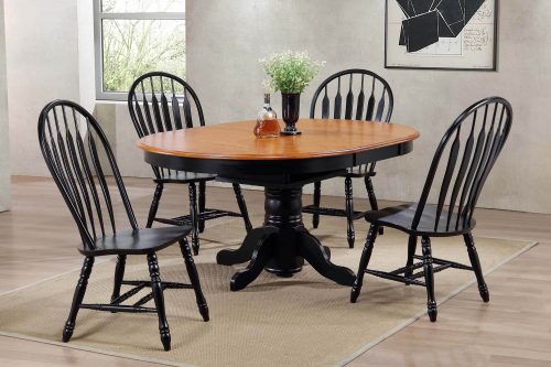 Black Cherry Selections - 5-piece dining set - Extendable dining table with four Comfort back chairs finished in antique black with a Cherry top and seats - dinng room setting DLU-TBX4266-4130-AB5PC