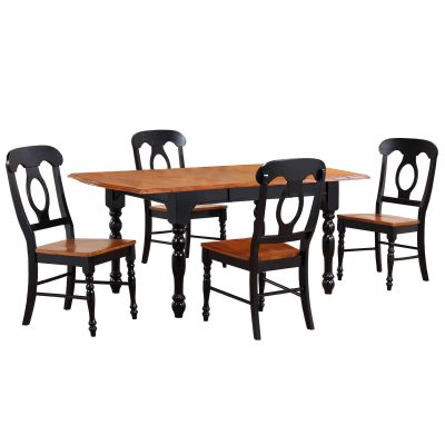 Black Cherry Selections - 5-piece dining set - Extendable dining table with four Napoleon chairs - finished in antique black with cherry accents DLU-TDX3472-C50-BCH5PC