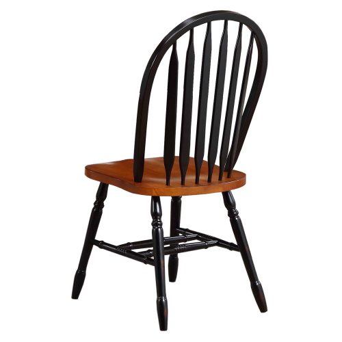 Black Cherry Selections - Arrow-back dining chair - 38 inches - finished in antique black with a Cherry seat - back view DLU-820-BCH-2